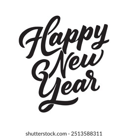 Feliz año Nuevo, tarjeta de letras de caligrafía, caligrafía aislada sobre fondo blanco . IMAGEN PNG