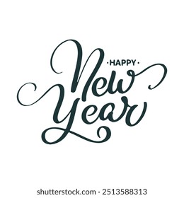 Feliz año Nuevo, tarjeta de letras de caligrafía, caligrafía aislada sobre fondo blanco . IMAGEN PNG