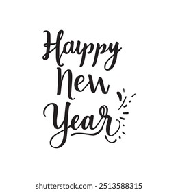 Feliz año Nuevo, tarjeta de letras de caligrafía, caligrafía aislada sobre fondo blanco . IMAGEN PNG