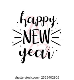 Happy New Year Calligraphy Text Vector Design.