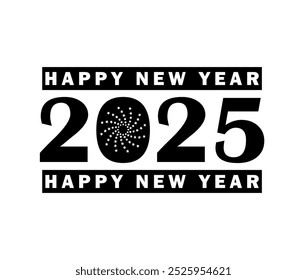 Feliz año Nuevo texto de caligrafía aislado sobre fondo blanco.