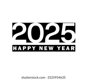 Feliz año Nuevo texto de caligrafía aislado sobre fondo blanco.