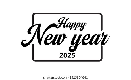 Happy New Year calligraphy text isolated on white background.