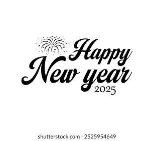 Feliz año Nuevo texto de caligrafía aislado sobre fondo blanco.