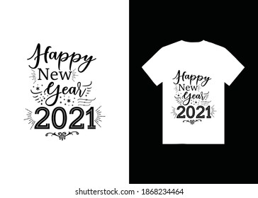 happy new year calligraphy t-shirt design.