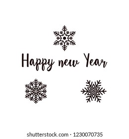 Happy new year calligraphy typography lettering. Snowflakes vector illustration
