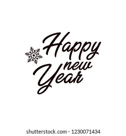 Happy new year calligraphy typography lettering. Snowflakes vector illustration