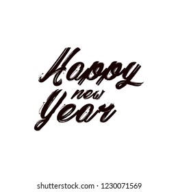 Happy new year calligraphy typography lettering. Snowflakes vector illustration