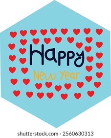 Happy New Year Calligraphy Vector for apps or web flat Text With Colorful Hand Drawn isolated on transparent Background Holiday Festive Greeting Card Frame Postcard, Event Invitation Poster