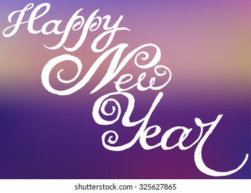 Happy New Year. Callygraphy lettering square greeting card. Vector illustration. 