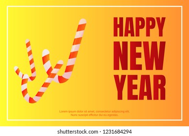 Happy new year candy stick concept background. Isometric illustration of happy new year candy stick vector concept background for web design