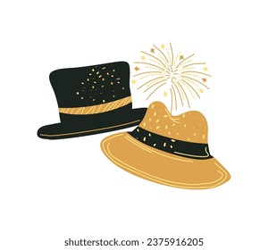 happy new year cap illustration isolated