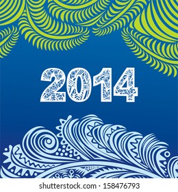 Happy new year card 2014 winter pattern background vector illustration