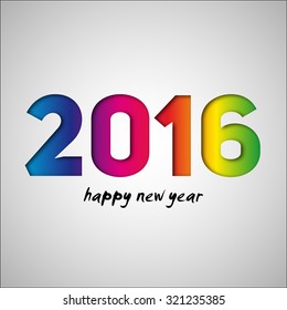 Happy new year card, 2016,in papercut style, Vector Modern simple design style 