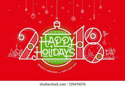 Happy New Year card 2018, Season's greetings and Happy New Year