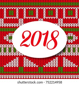 Happy new year card 2018 sweater pattern design