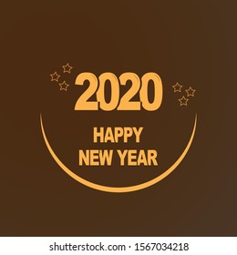 Happy new year card for 2020 with brown background. vector illustration.