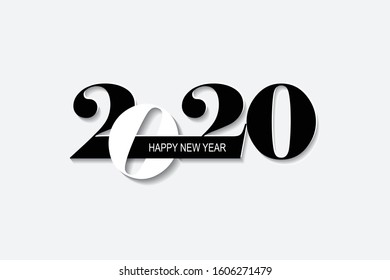 Happy new year card for 2020 with main big numbers. Vector illustrator