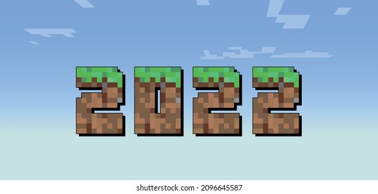 happy new year card 2022 pixel style