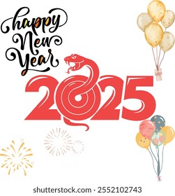 Happy New year card 2025 Abstract numbers vector illustration.