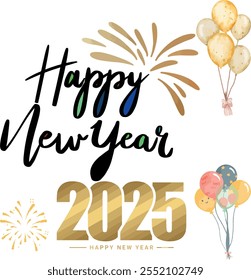 Happy New year card 2025 Abstract numbers vector illustration.