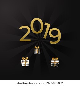 Happy new year card background, wallpaper and template design vector illustration.
