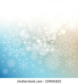 Happy New Year card or background  with snowflakes and stars.  Vector illustration.