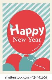 Happy New Year card with balloon