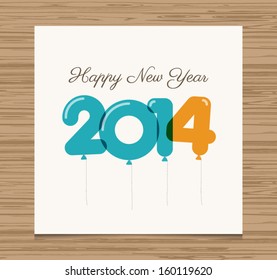 Happy new year card with balloons illustration