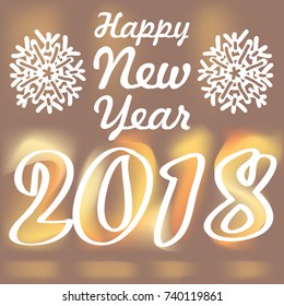 Happy new year card with blurred background and blurred lights