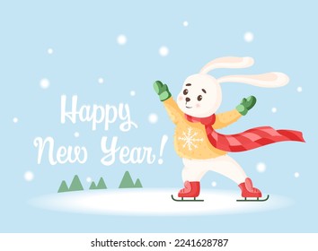 Happy new year card with bunny