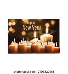 Happy new year card with candle