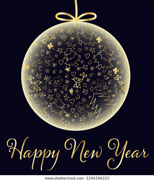 Happy New Year Card Christmas Decoration Stock Vector Royalty