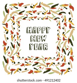  Happy New Year Card with colorful brushes