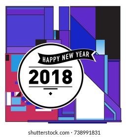 Happy New Year Card with Colorful abstract design. Vector elements for calendar and greeting card.