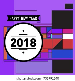 Happy New Year Card with Colorful abstract design. Vector elements for calendar and greeting card.