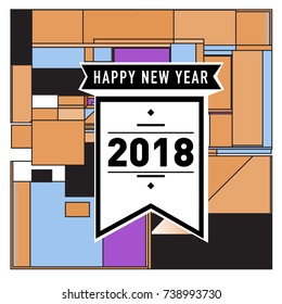 Happy New Year Card with Colorful abstract design. Vector elements for calendar and greeting card.