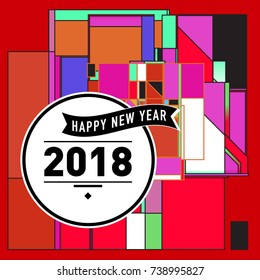 Happy New Year Card with Colorful abstract design. Vector elements for calendar and greeting card.