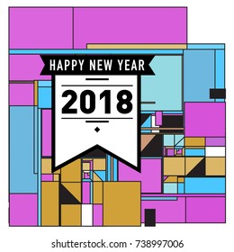 Happy New Year Card with Colorful abstract design. Vector elements for calendar and greeting card.
