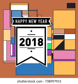 Happy New Year Card with Colorful abstract design. Vector elements for calendar and greeting card.
