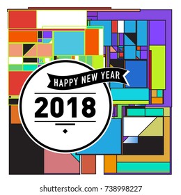 Happy New Year Card with Colorful abstract design. Vector elements for calendar and greeting card.