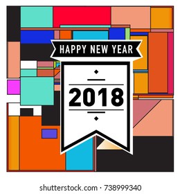 Happy New Year Card with Colorful abstract design. Vector elements for calendar and greeting card.