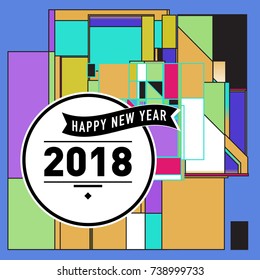 Happy New Year Card with Colorful abstract design. Vector elements for calendar and greeting card.