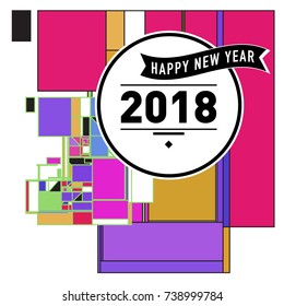 Happy New Year Card with Colorful abstract design. Vector elements for calendar and greeting card.