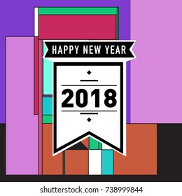 Happy New Year Card with Colorful abstract design. Vector elements for calendar and greeting card.