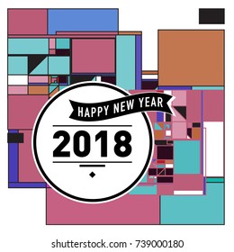 Happy New Year Card with Colorful abstract design. Vector elements for calendar and greeting card.
