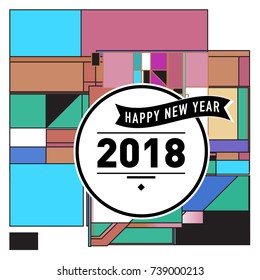 Happy New Year Card with Colorful abstract design. Vector elements for calendar and greeting card.