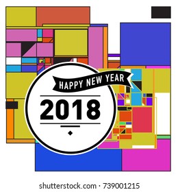 Happy New Year Card with Colorful abstract design. Vector elements for calendar and greeting card.