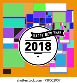 Happy New Year Card with Colorful abstract design. Vector elements for calendar and greeting card.