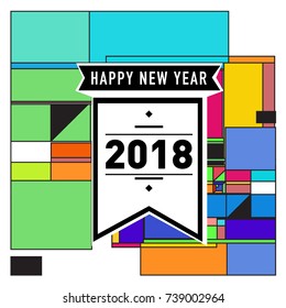 Happy New Year Card with Colorful abstract design. Vector elements for calendar and greeting card.